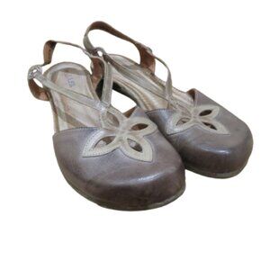 JAFA Antique Distressed Brown Strappy Cut Out Leather Comfort Sandals Boho